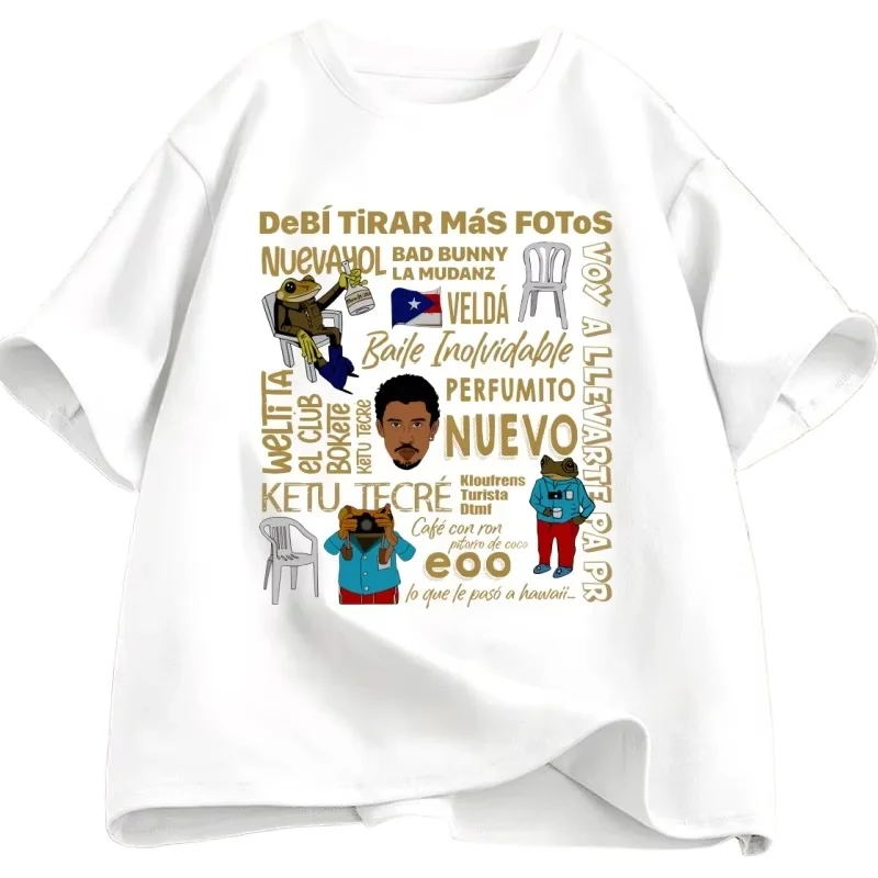 Bad bunny camiseta para homem mulher causal manga curta t camisa harajuku streetwear roupas impressas streetwear