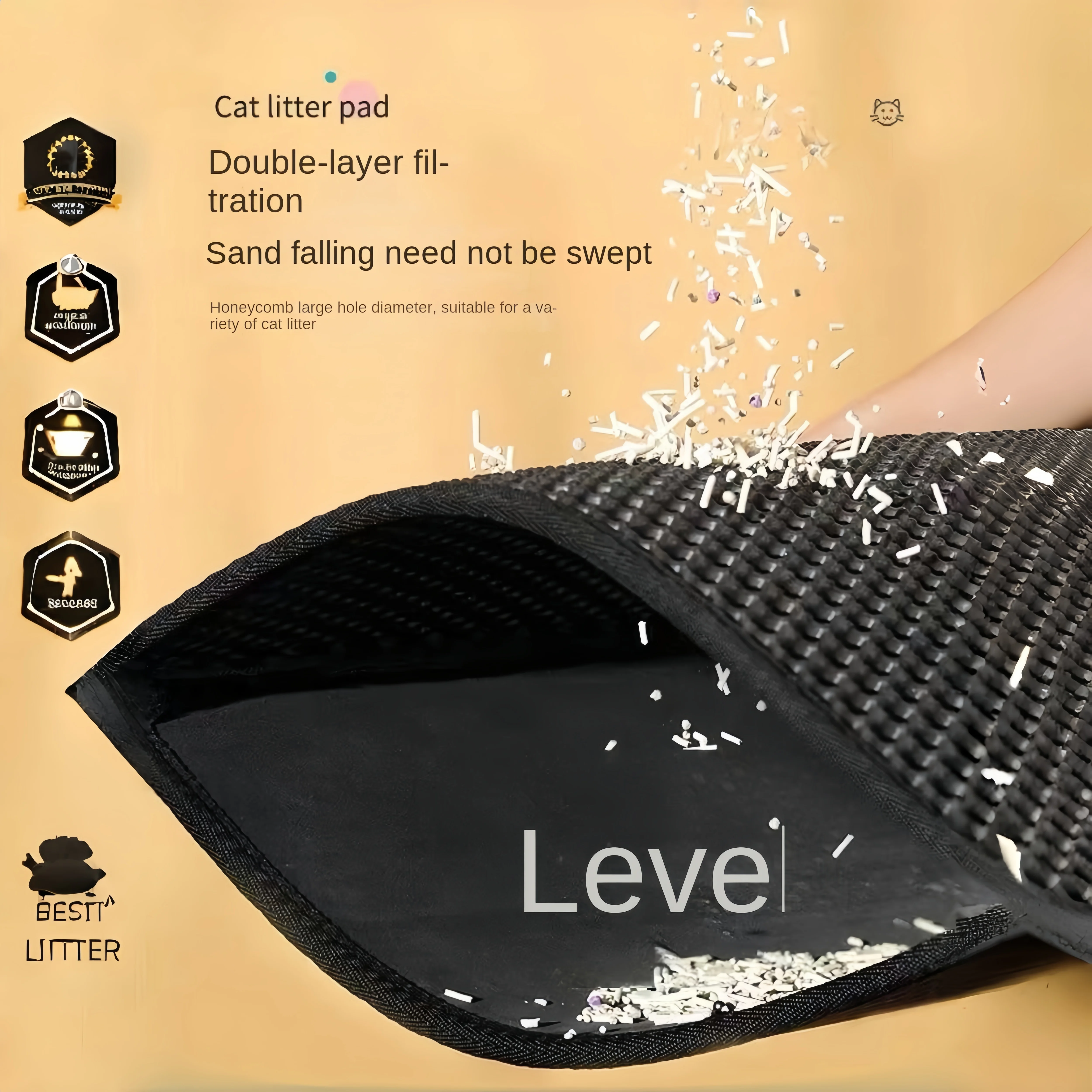 Large-caliber Cat Litter Mat Double Layer Cat Litter Box Waterproof Mat Non-slip Sand Cat Foldable  Mat Pet Clean Supplies