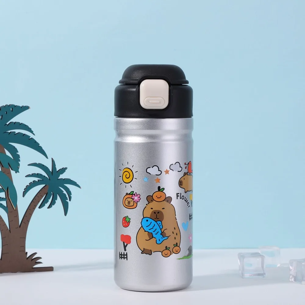 

New 316 Stainless Steel Insulated Cup Solid Color Bowknot Thermal Car Coffee Cup Handle 450ml Water Bottle Gifts