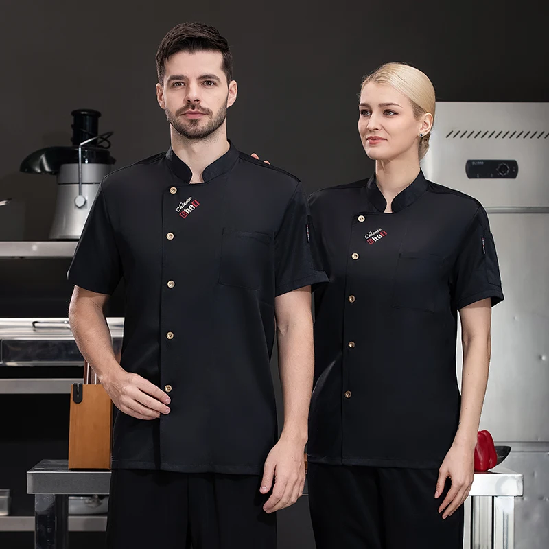 Vêtements de serveuse, uniforme de chef, T-shirt du personnel en dominant/cuisine/dessert PRClassic et petit col montant