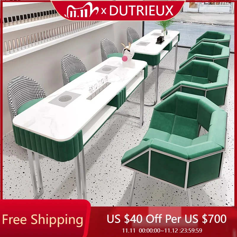 

Designer Nordic Nail Desk Modern Organizer Art Luxury Manicure Table Reception Hand Wooden Simple Nageltisch Salon Furniture