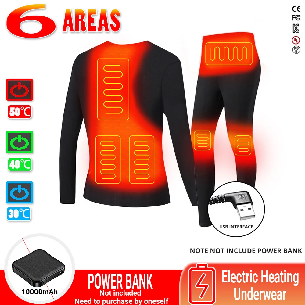 Heated Thermal Underwear Self Heating Jacket Men's USB Electric Skiing Suit Women's Thermal Underwear Winter Thermal Suit