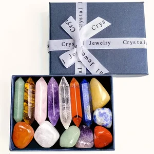 14PCS 7 Chakra Points,Crystal Pillar Set,Yoga Energy, Home Decoration Gift