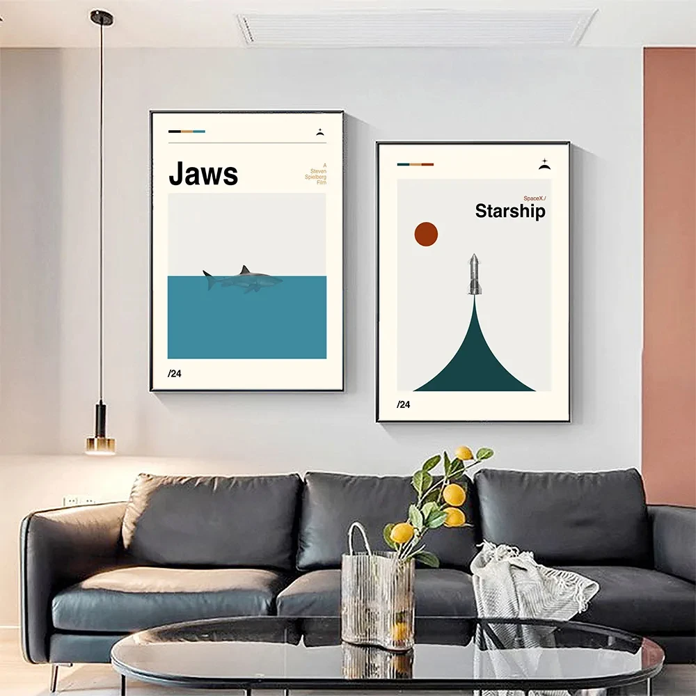 Interstellar Starship Mid Century Art Prints Pulp Fiction Retro Poster Jaws Canvas Painting Abstratc Wall Pictures Bedroom Decor