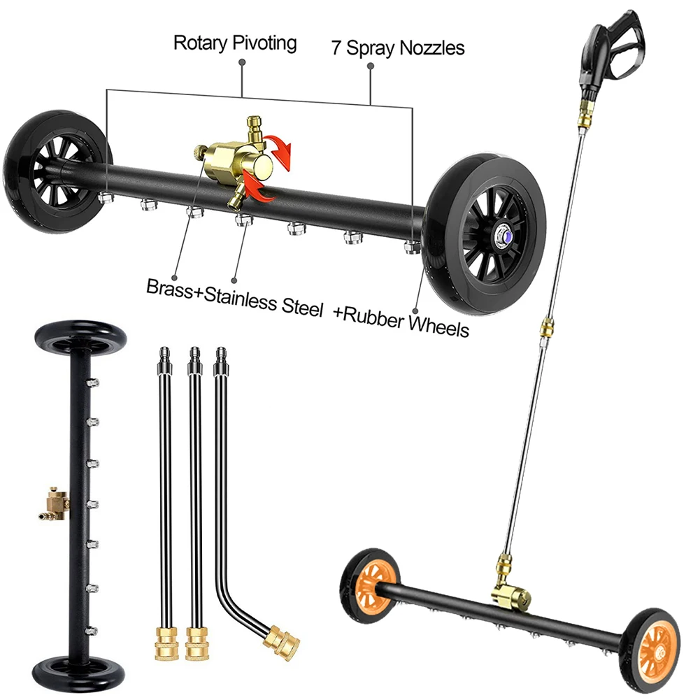 

22 Inch High-Pressure Water Broom 1/4 Quick Connector Water Broom Under Car Chassis Floor Wash Underbody Cleaning Water Broom