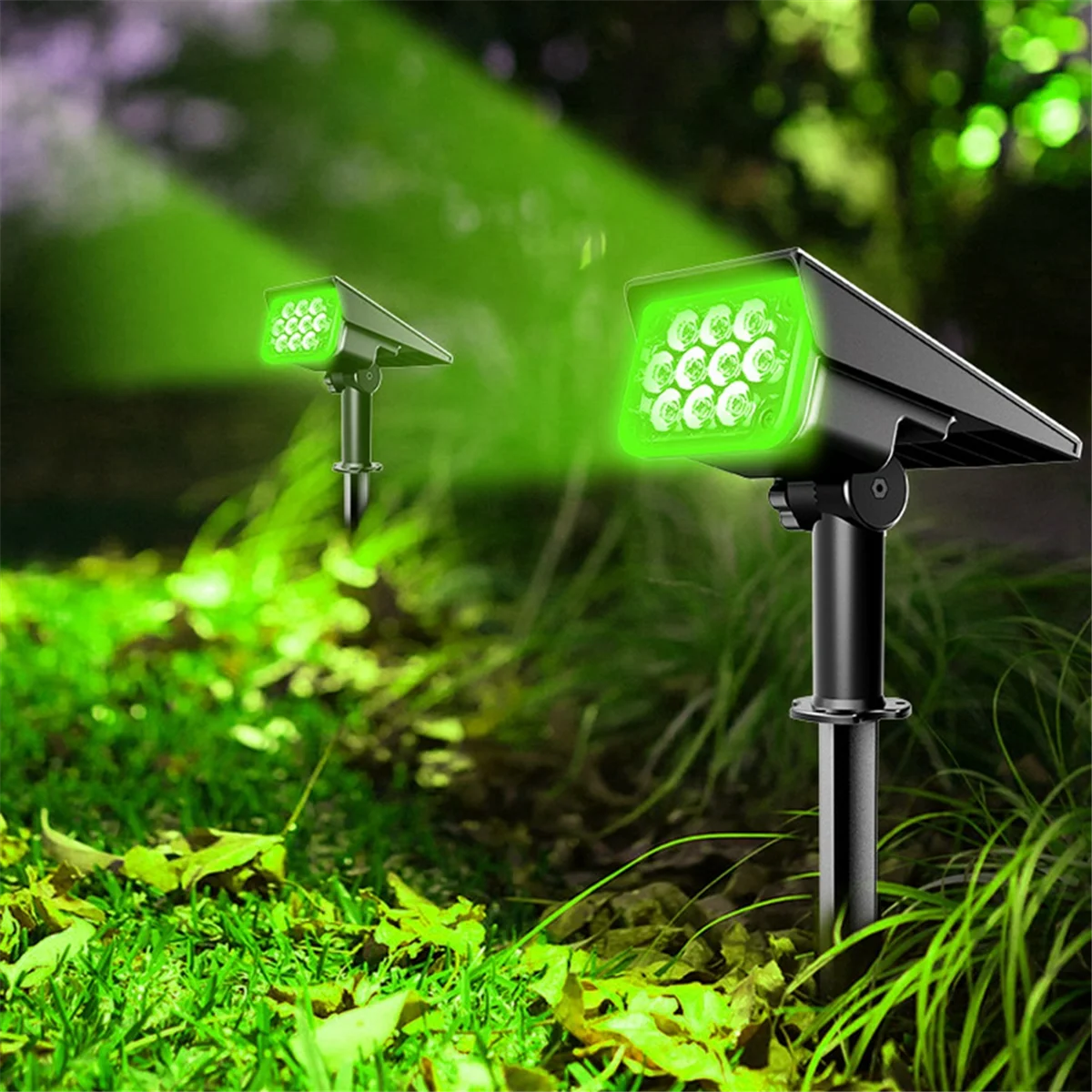 4PCS Solar LED Light Super Bright Green Lawn Light for Garden Adjustable Brightness Solar Spotlight IP65 Waterproof