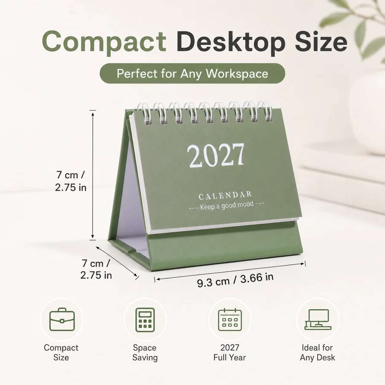 2027 Desktop Calendar Small Tabletop Monthly Planner Compact Standing Desk Calendar for Office Work Study Home DIY for Friend