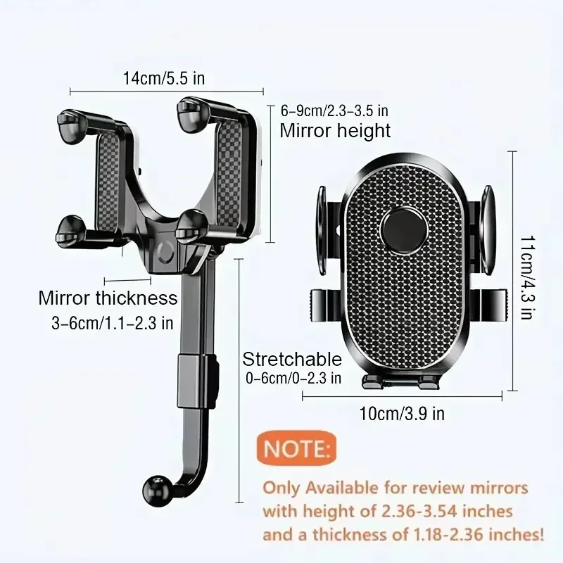 Rearview Mirror Phone Holder for Car, 360° Rotating Rear View Mount  Multifunctional GPS Universal Car All Smartphones