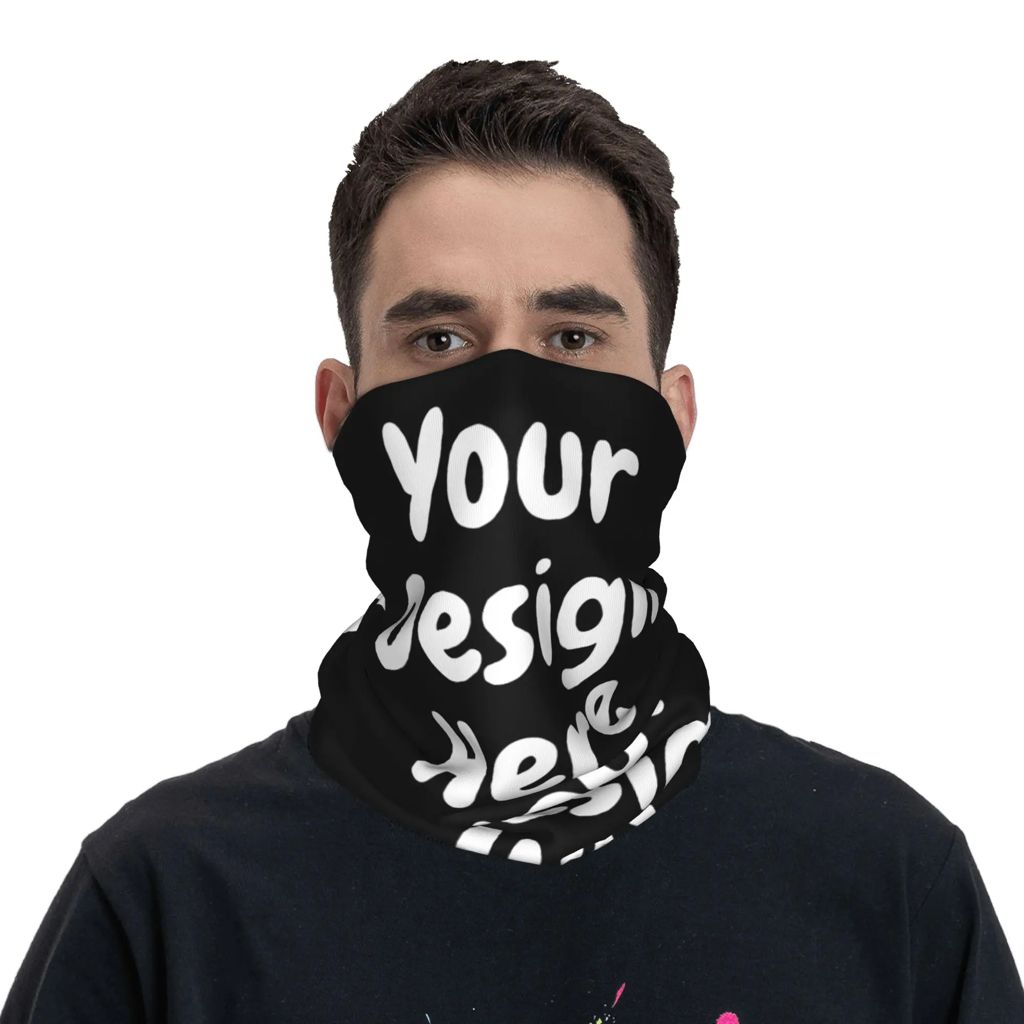 Custom Your Design Here Winter Headband Neck Warmer Women Men Hiking Cycling Tube Scarf  Face Bandana Gaiter