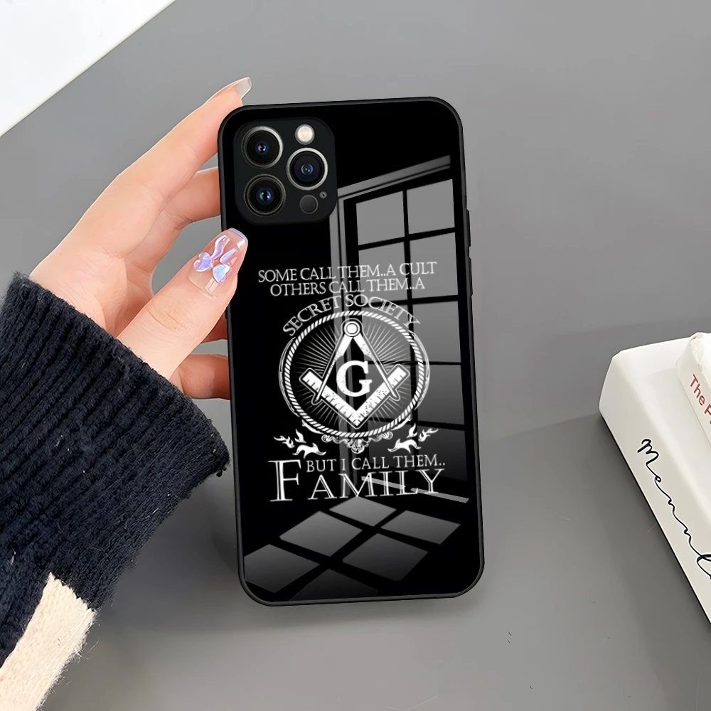 Free and Accepted Masons Phone Case Tempered Glass For iPhone 15 Pro Max 14Pro 13 11 12 Mini X XR XS 8 7 Plus SE Back Cover