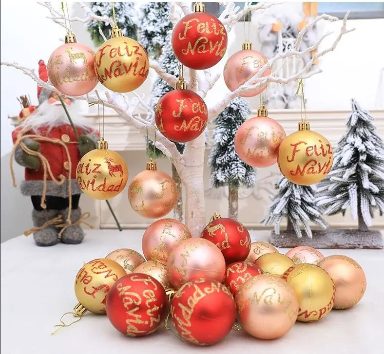 Christmas Plastic Balls, Painted, Matte, Christmas Tree Pendant, Decorative Ornaments, 6cm，6pcs