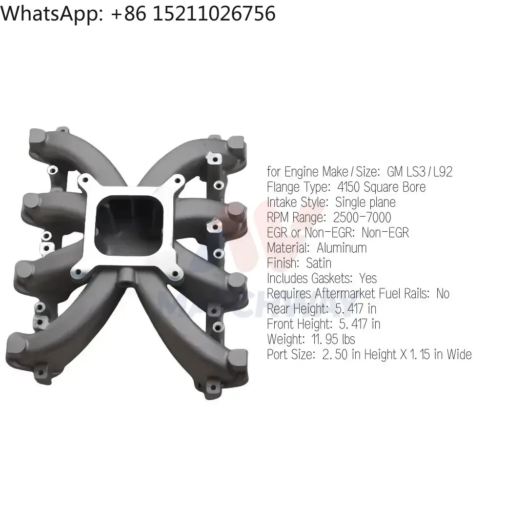 For New Performance Parts CNC Machined Aluminum Single Plane Carb Mid-Rise Intake Manifold for Chevy for LS Gen III IV