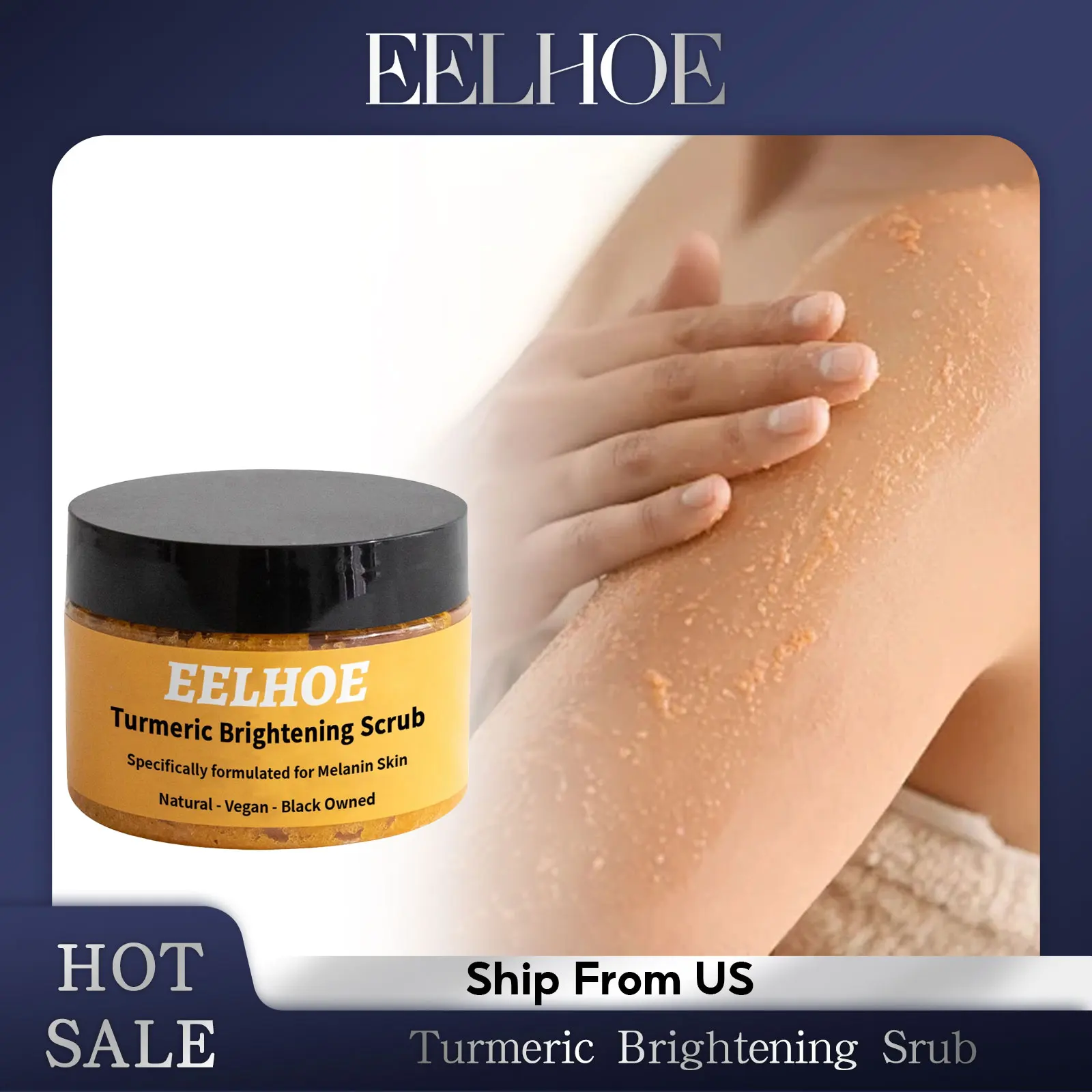 Turmeric Body Scrub Cleaning Exfoliation Removal Dark Spots Melanin Brighten Whitening Moisturizing Skin care peeling Cream