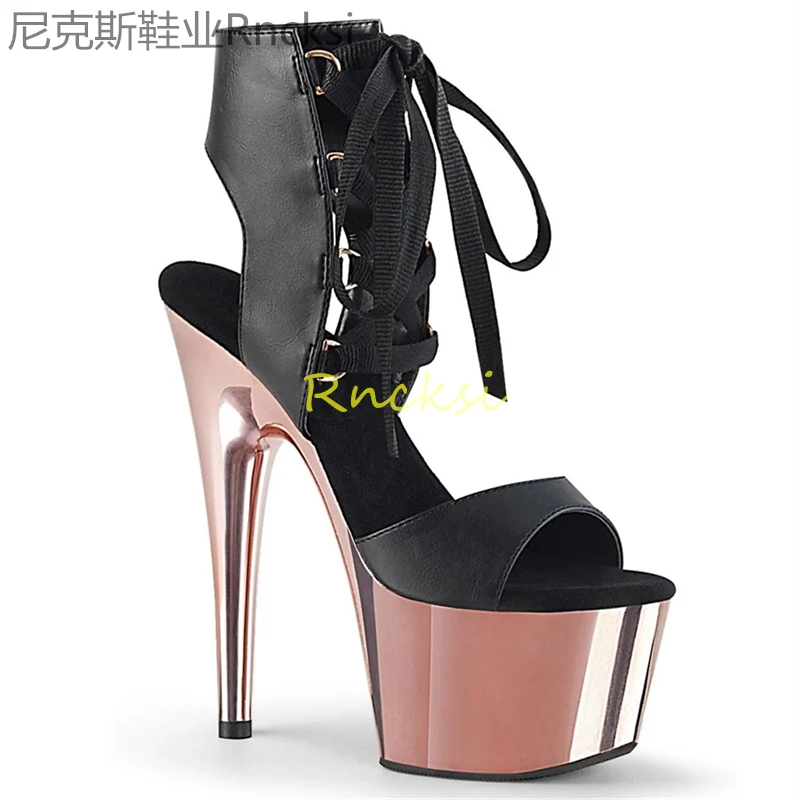 17cm Electroplated high-heeled shoes women's stiletto heel new summer fishmouth toe leakage super high-heeled ladies sandals