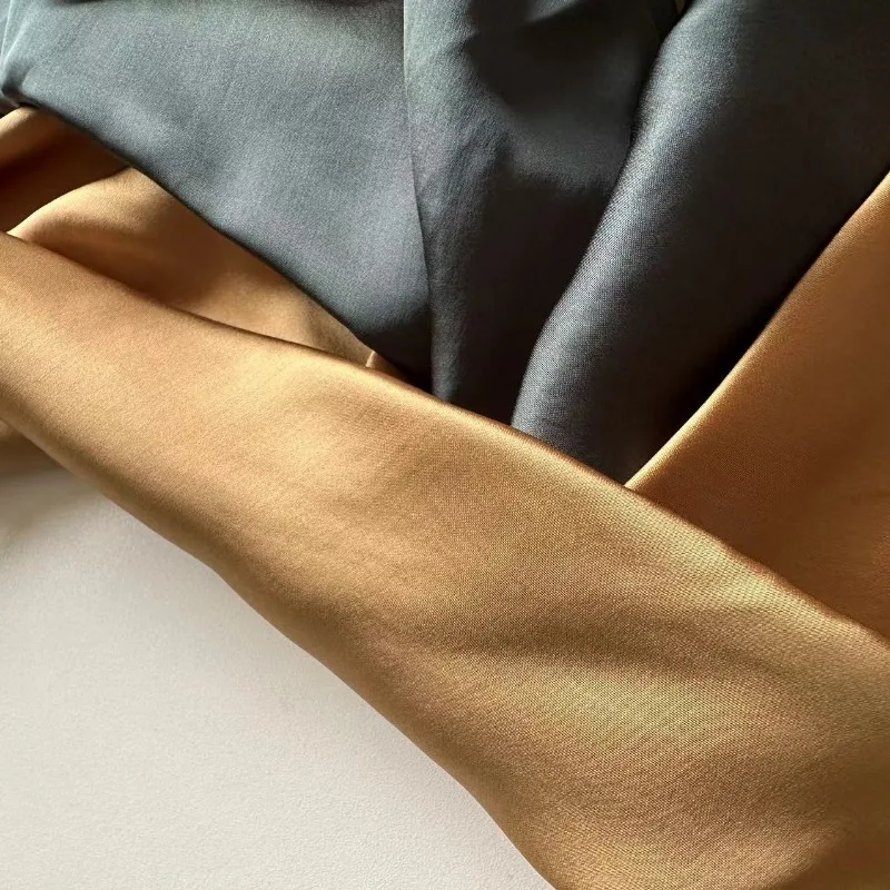 LUXURY-Glossy Satin Top with Off Shoulder, Long Sleeves, Elegant Irregular Cut and Fringed Top, Autumn and Winter, 2024