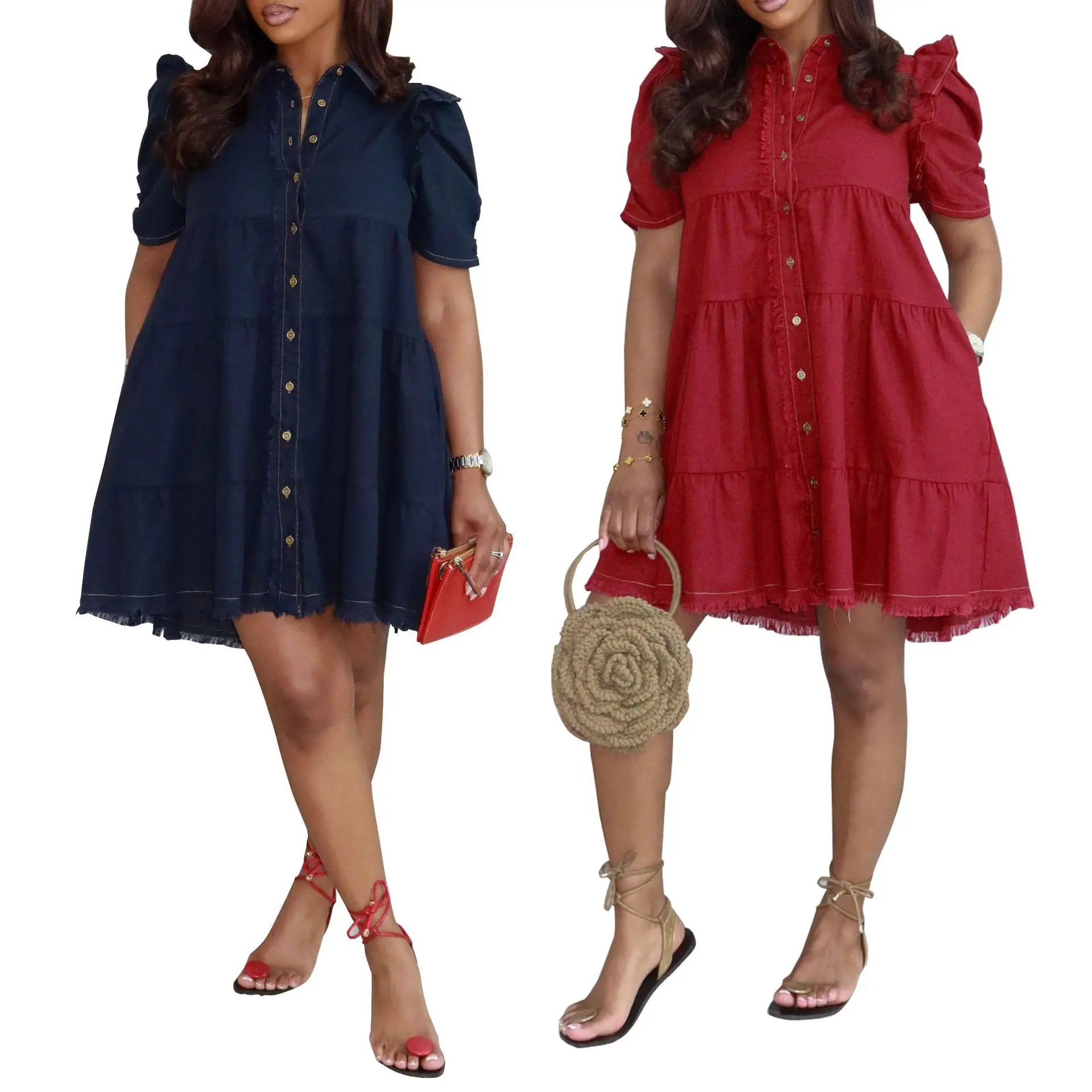 

Mid Length Dress Women Shirts Dresses A Line Vestidos Y2k Streetwear Short Sleeve Casual Elegant Splice Party Night Work 2026