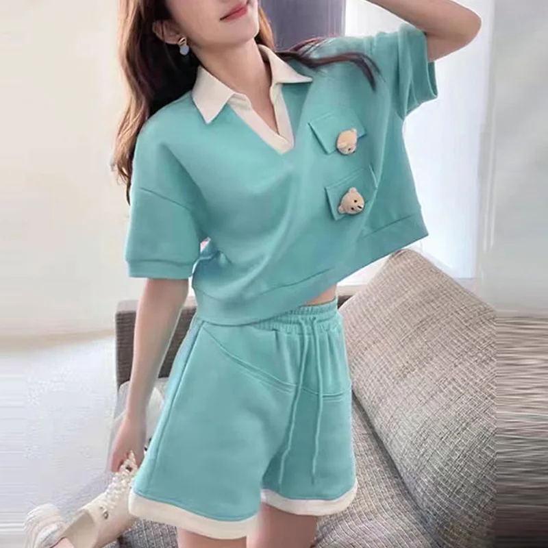 

Красивая женская одежда, однотонная лоскутная одежда с отложным воротником, модная повседневная свободная уличная одежда в молодом стиле, весна-лето, тонкие короткие