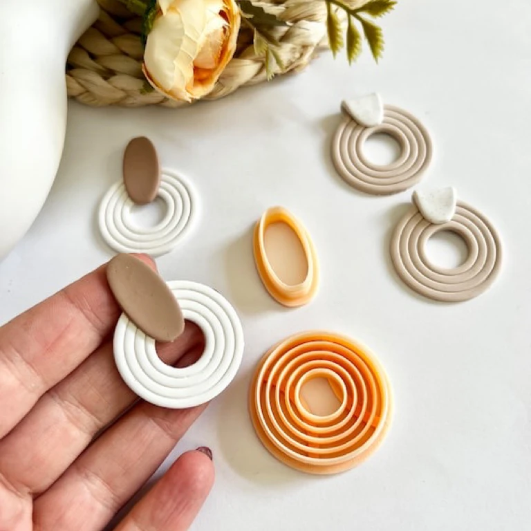 Soft Pottery Earrings Polymer Clay Cutter Hollow Geometric Pattern Mold DIY Clay Earrings Jewelry Pendants Clay Tools