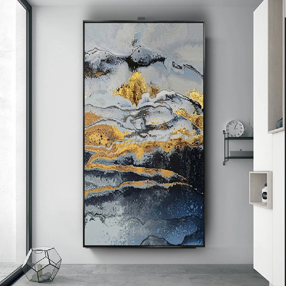 

Nordic Interior Landscape Wall Art Picture Abstract Golden Mountains Mural Artist Hand Made Oil Paintings Decor Living Room Wall