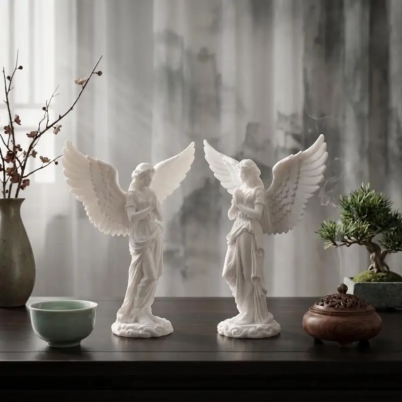 3D Printed Praying Angel Religious Figurine Guardian Statue For Study Room Decor Baptism Gift