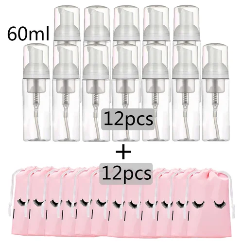 12 Uds 30/60ml botella de espuma portátil bomba vacía botella transparente loción dispensador de champú caliente Koop botellas recargables bomba botella de espuma