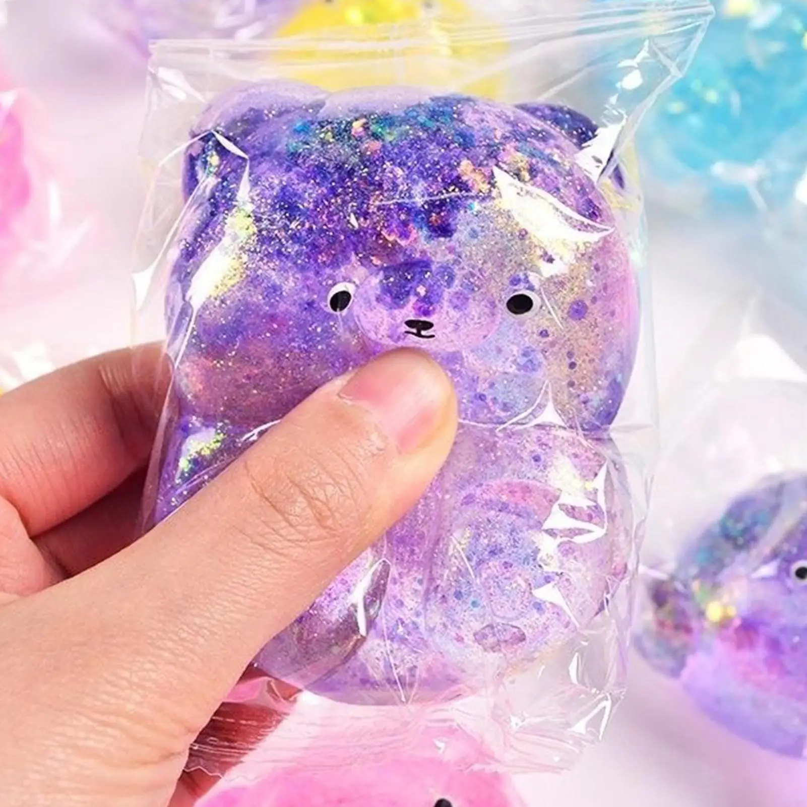 Fidget Bear Toy Squishys Glitter Prop Bears Small Cute Animal Anti Stress Fidget Splat Decompressions Vent Squeeze Toy image 3