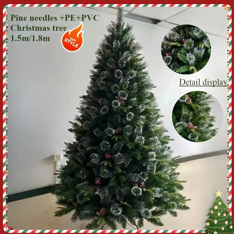 

Encrypted Artificial Christmas Tree PE PVC with LED Light Pine Needle Christmas Tree 1.5m/1.8m Family Christmas Party Decoration