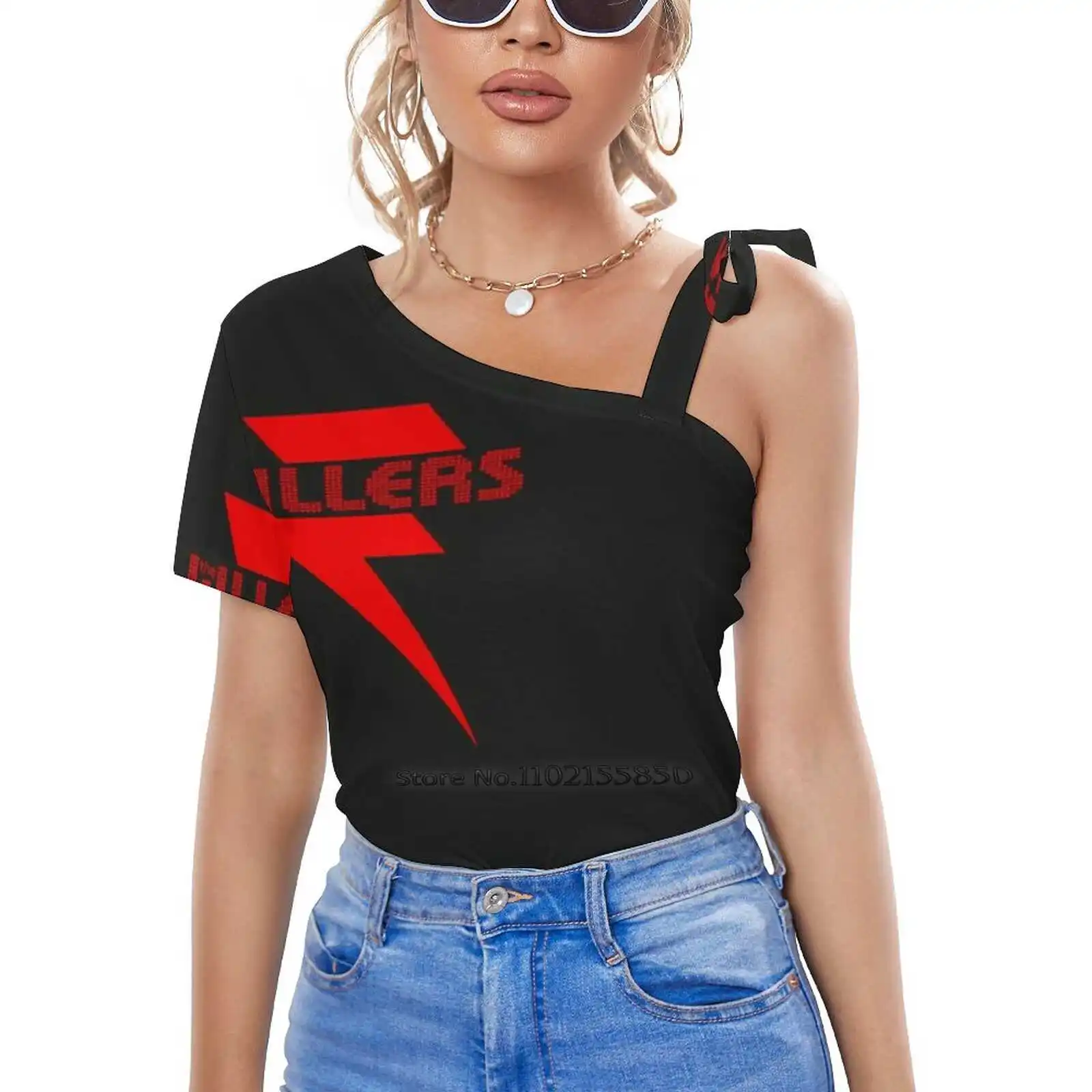 Best Seller The Killers Logo Exselna Favorite Essential T - Shirt Women\'S Clothing V-Neck Tops Zipper Tee Ladies Casual Sexy