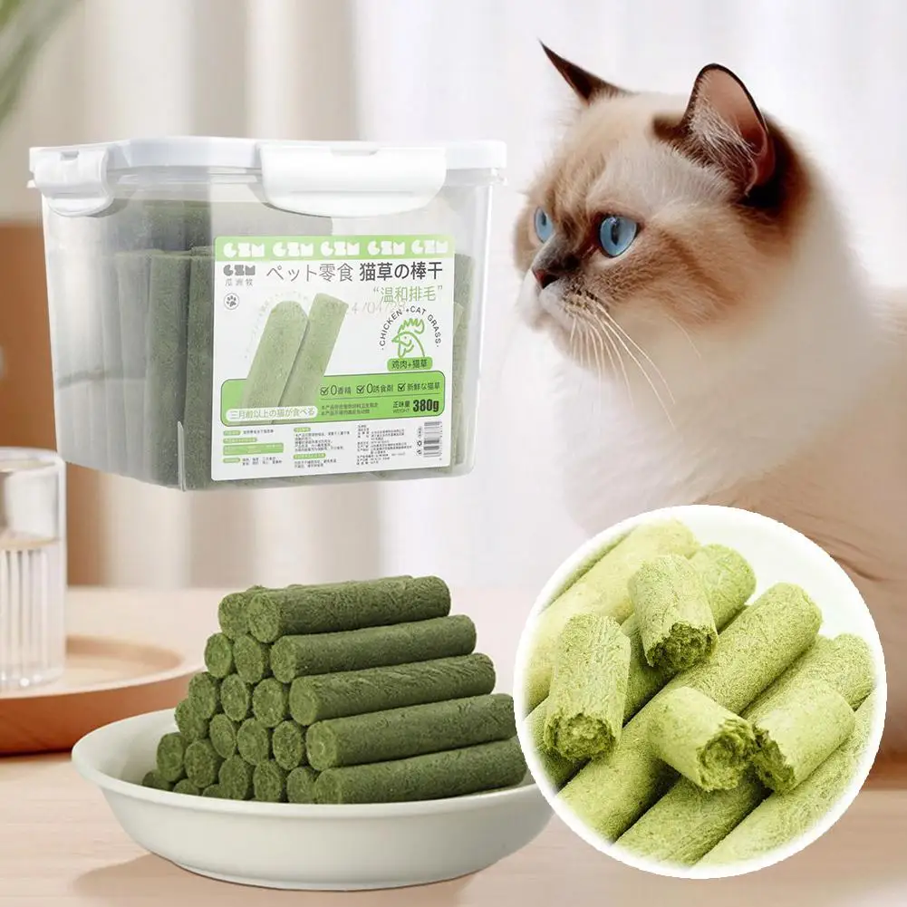 Catgrass Teething Stick Freeze-dried 60/80 Pc Prevent Hairball Formation,Gentle Remove Cat Hair,interactive Feed Pet Supplies