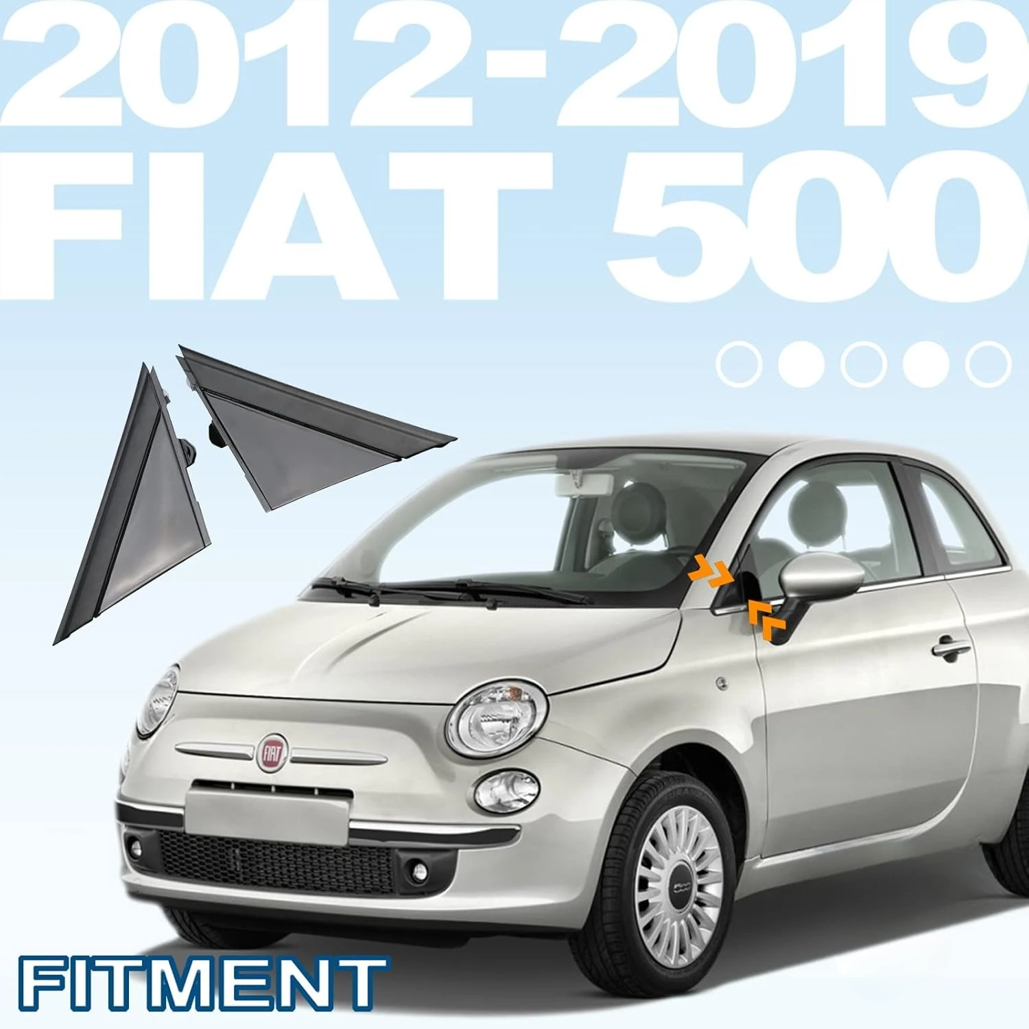 Türspiegel-Flaggen-Abdeckungsleiste, linke Fahrer- und rechte Beifahrerseite, kompatibel mit Fiat 500 2012–2019, ersetzt 1SJ85KX7AA, 1SD00KX7AA