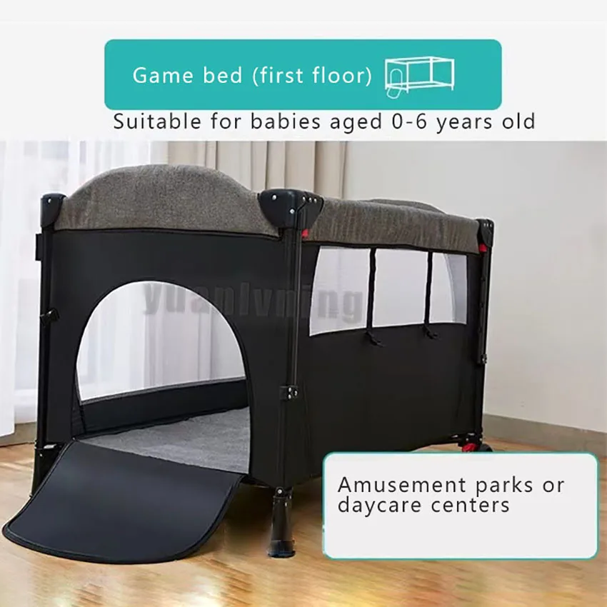 Portable Baby Crib New Multifunctional 4 In 1 Foldable Baby Cot With Diaper Kid Table Cradle Rocker Children Game Bed Furniture