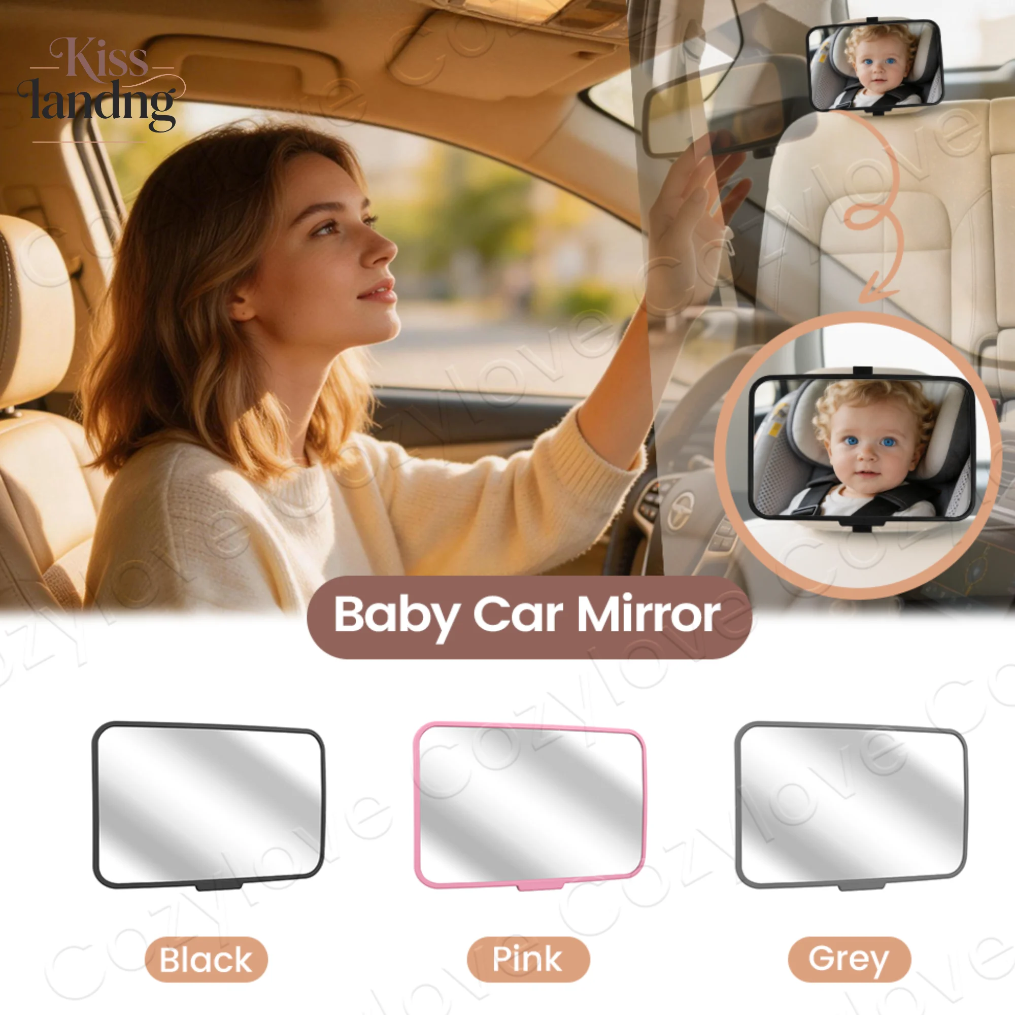 Baby Car Mirror for Rear Facing Seat | Shatterproof Wide View Backseat Mirror for Infant, 3 Color Options