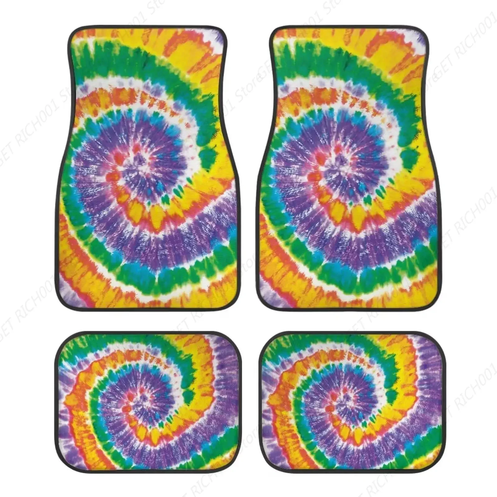 

Rainbow Tie Dye Auto Alfombras Lanteras Y Traseras Alfombrillas Coche Ajuste Universal 95% Automotriz, SUV, Berlina, Furgonetas