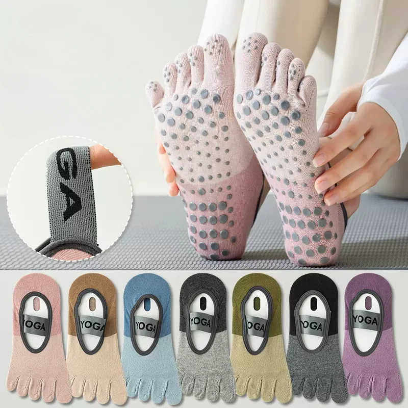 

Backless Breathable Bandage Pilates Socks Women Five Toes Silicone Non-slip Ballet Yoga Socks Professional Fitness Sports Socks