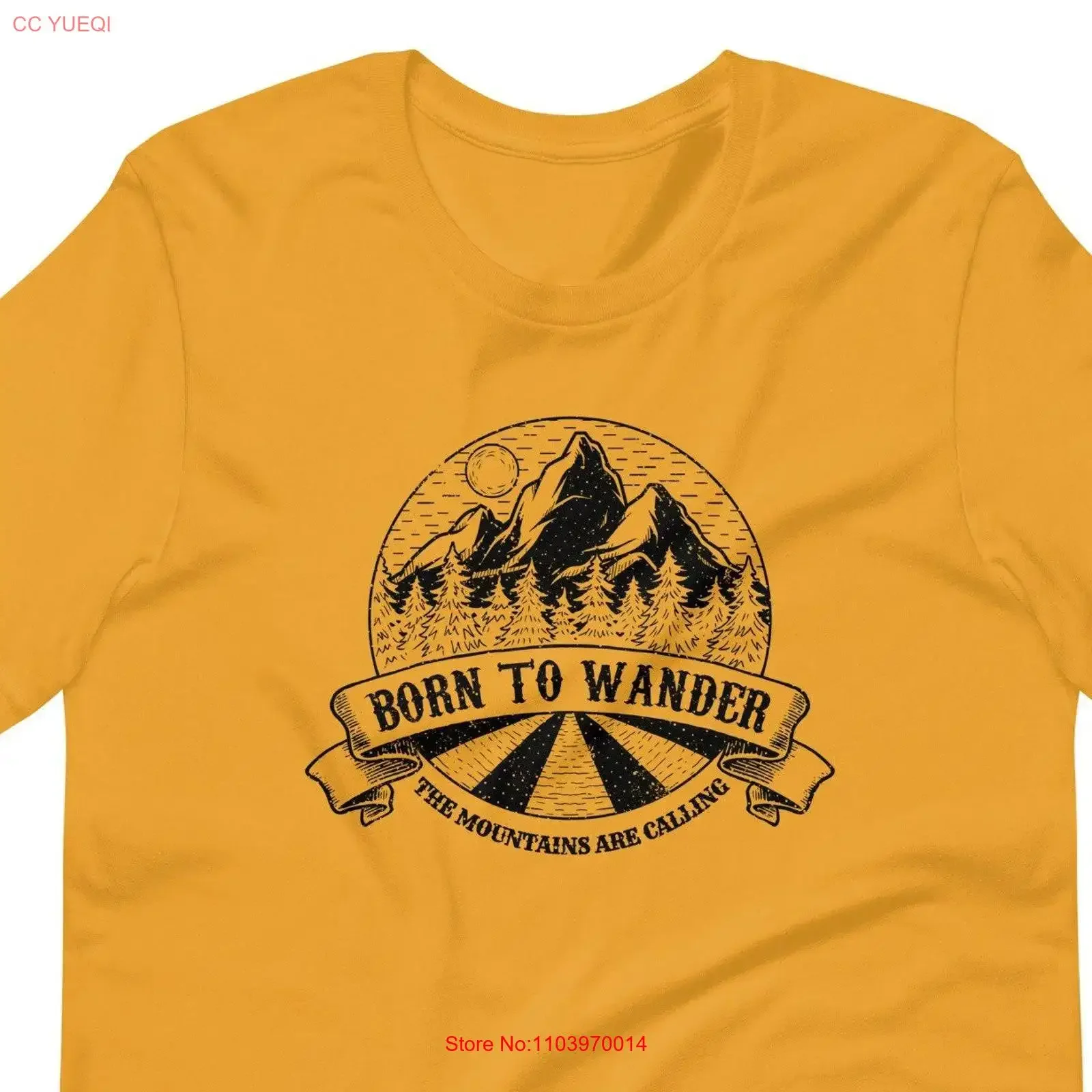 Футболка Born to Wander The Mountains Are Calling, винтажная стираная футболка для приключений на открытом воздухе и пешего туризма, слегка растянутая, стильная, удобная