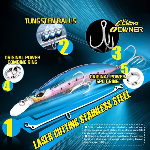 Imagen 2 del producto Señuelo de pesca flotante MINNOW, cebo duro de 115MM, 21G, Wobble Minnow, Crankbait, Japón