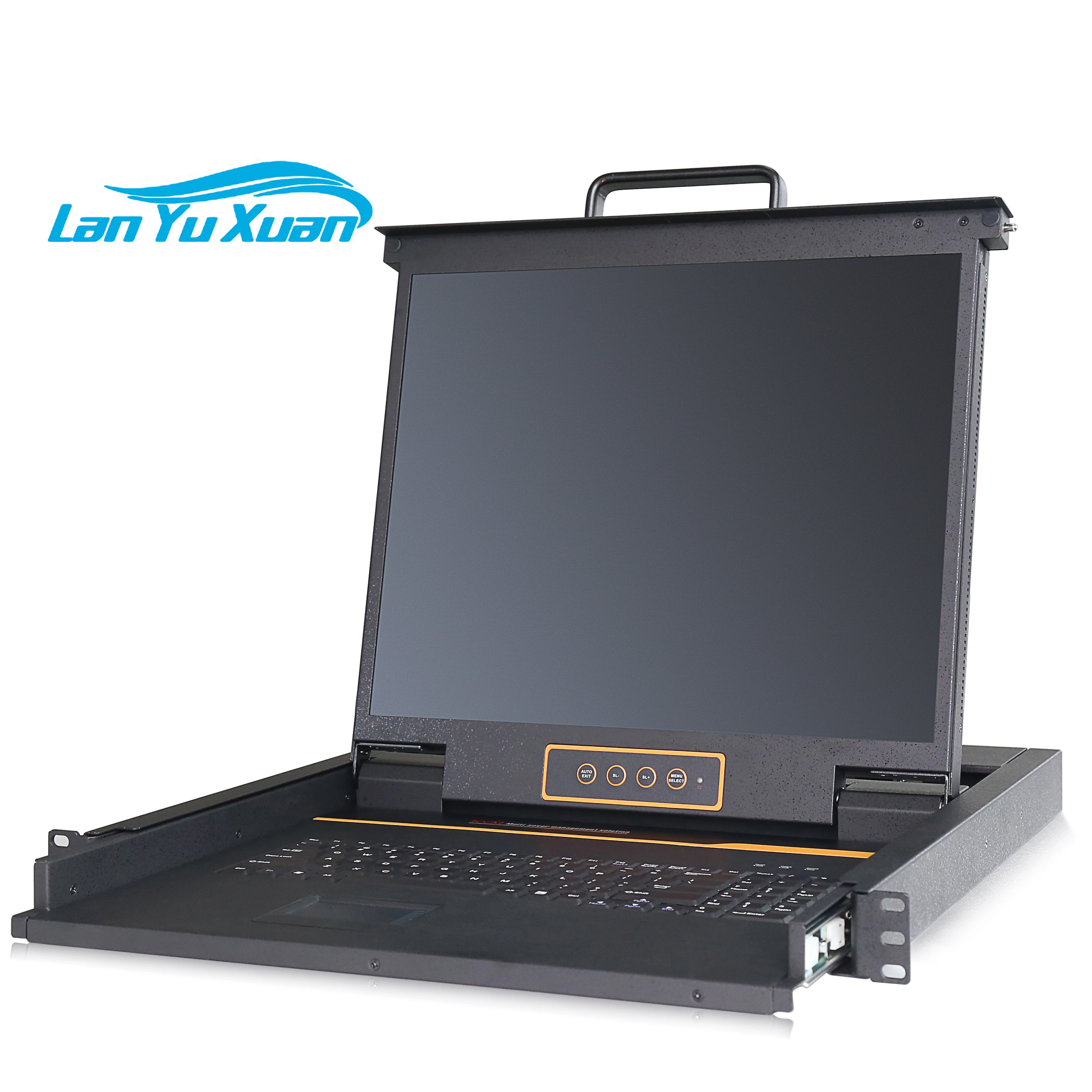 2026 JD1901 1U وحدة تحكم LCD KVM بمنفذ واحد مثبتة على الرف - 19 بوصة - دعم USB + DVI