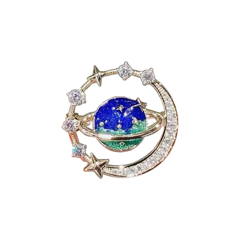 High-Grade Women's Anti Slip Cosmic Planet Buckle Summer Design Clothing Accessories Temperament Neckline Pin