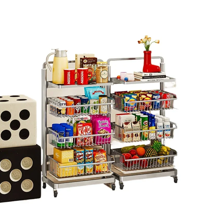 Stainless steel floor-to-ceiling fruit and vegetable snacks household storage rack living room multi-layer shelf