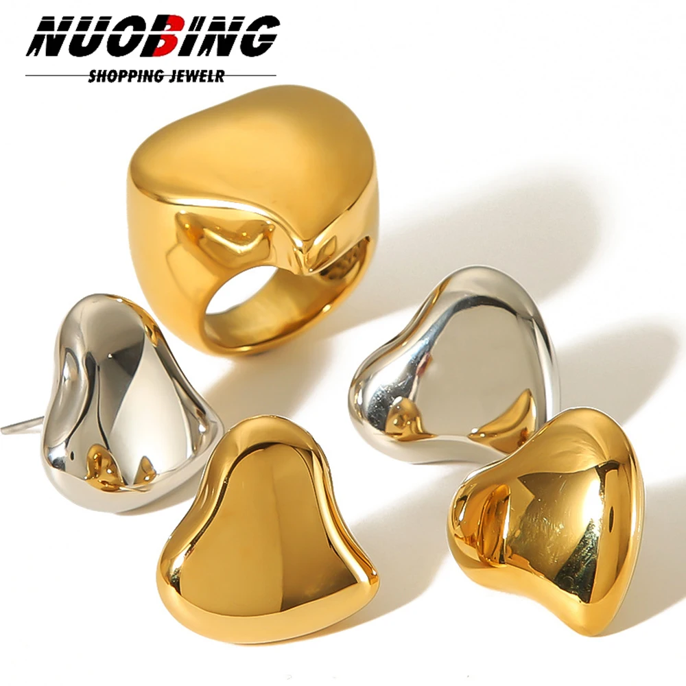 

Extra Large Heavy Stainless Steel Ring Romantic for Woman Heart Shaped Birthday Gift Wedding Rings Luxury Quality Jewelry