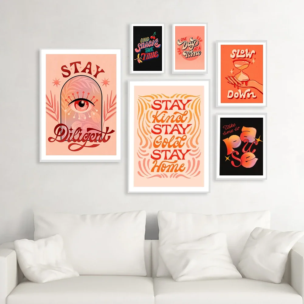 Vintage Cartoon Canvas Prints Feminist Art Print Stay Diligent Time Quote Posters Girl Power Pictures for Living Room Home Decor