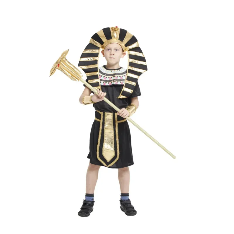 Cosbao Boy Pharaoh Costume Robe Halloween Purim Kid Ancient Egyptian Cleopatra Outfit Child King of Egypt Pharaoh Cosplay Fancy