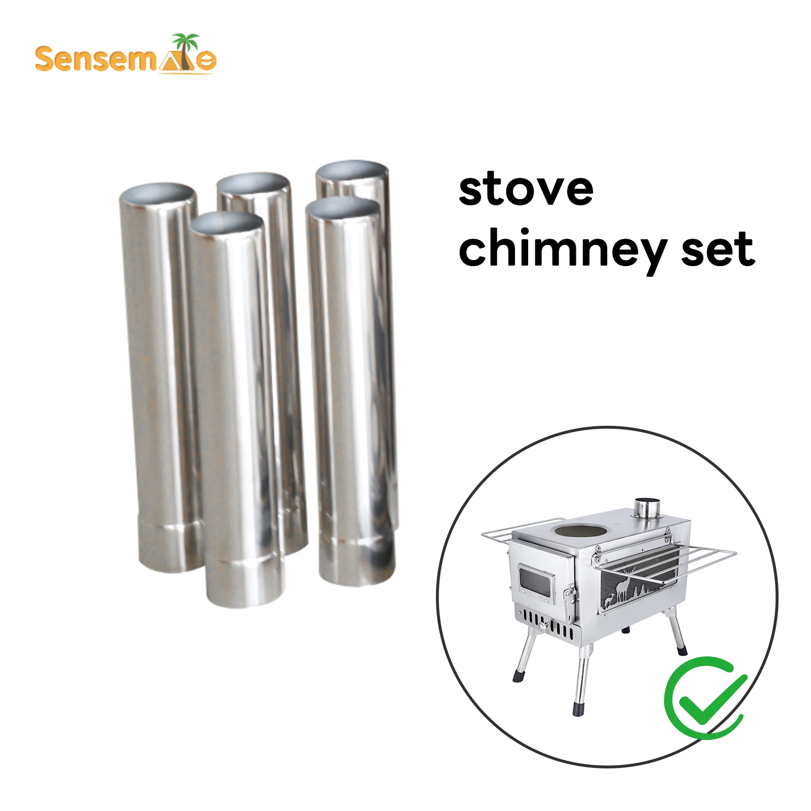 Stainless steel wood stove chimney set