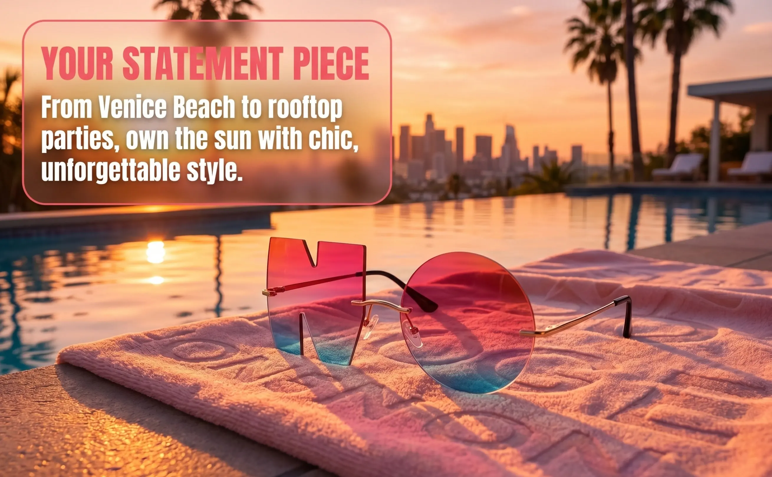 1Pair Personalized Chic Sunglasses Unique Design Bright Delicate Fashion Eyewear for Photography Beach Events Stage Parties Sun