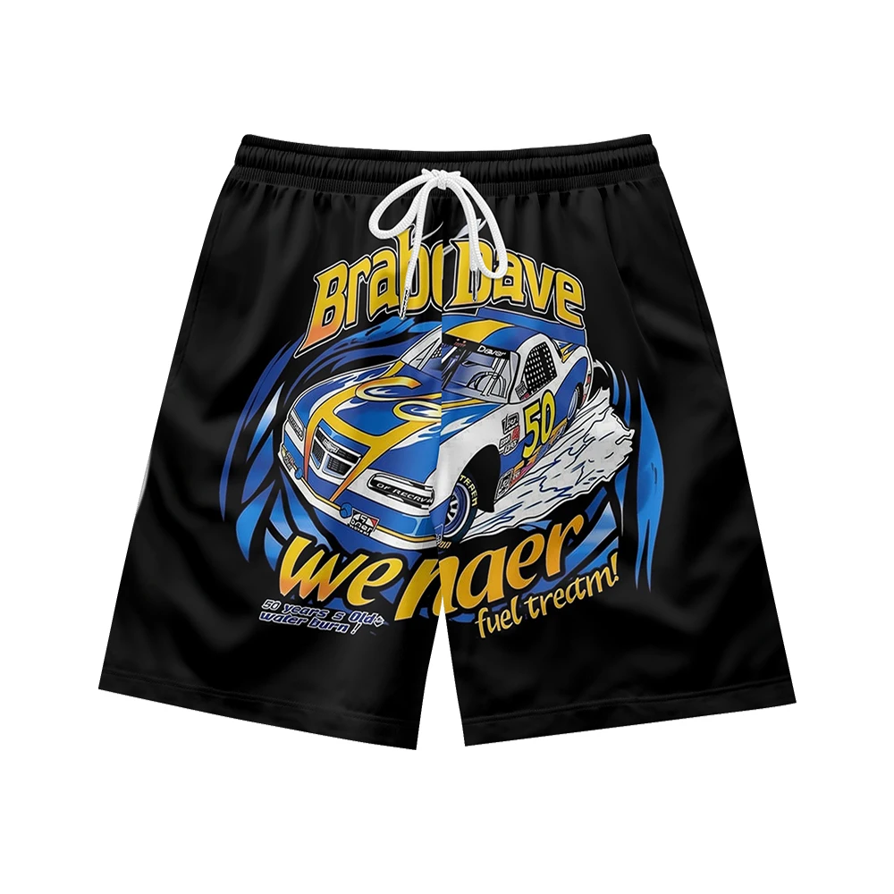 

100% Polyester All Over Printing Custom Men's Shorts Summer Men Anime Shorts pantalones casuales car