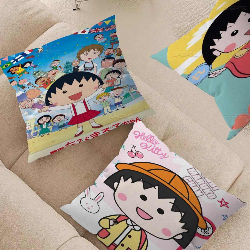 Chibi Maruko-chan Pillow Gift Home Office Decoration Bedroom Sofa Car Cushion Cover Case 45x45