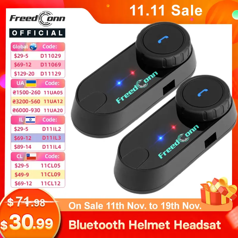 FreedConn TCOM VB Bluetooth Motorcycle Intercom Helmet Headset FM Radio Commutator BT 5.1 Music Share Helmets for Motorcycles