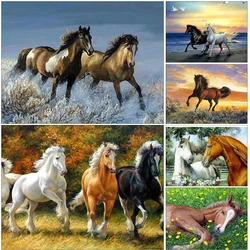 Meian Animal Horse DIY Painting Cross Stitch Zestawy do haftu Jedwabna bawełniana nić Robótki ręczne Rumak Nowy Rok Wystrój domu Prezent