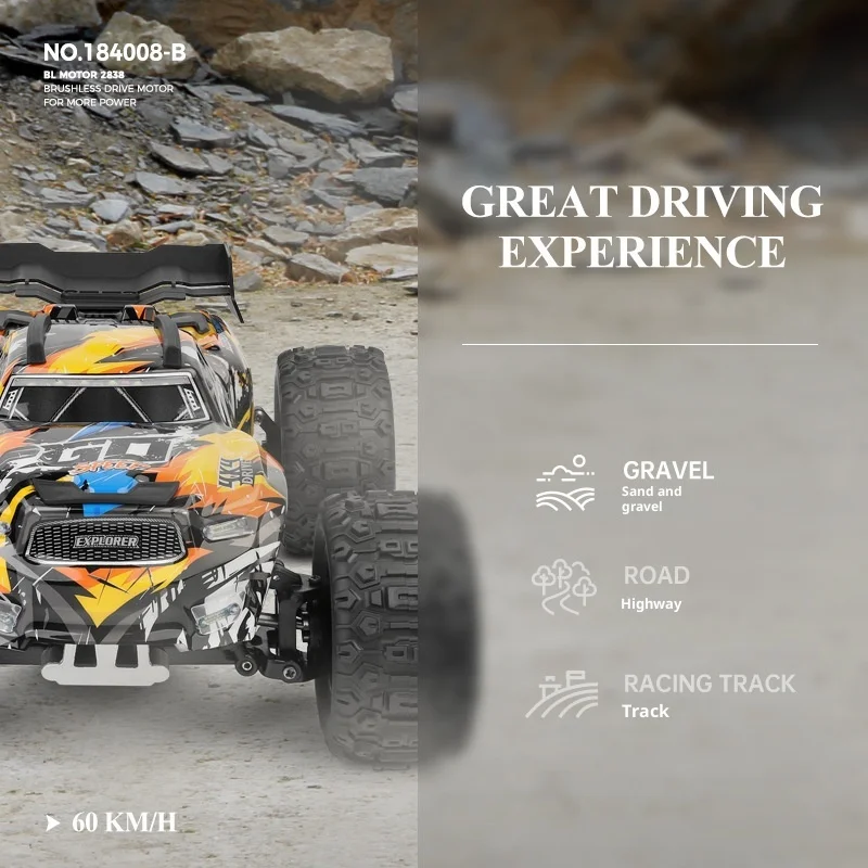 New 1:18 Scale 3-in-1 Brushless Electric Remote Control Four-Wheel Drive Big Foot Off-Road Vehicle Shock Absorber RC Car Toy