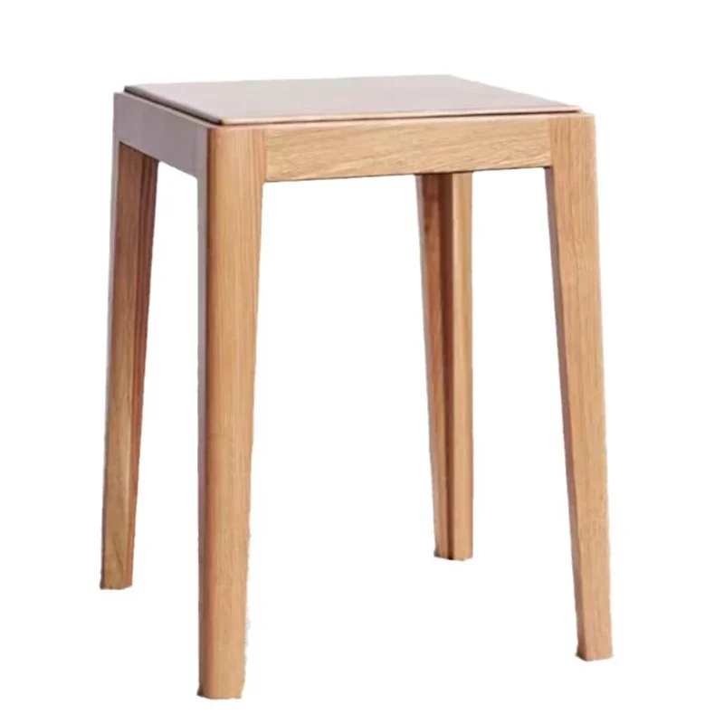 

Solid wood can be stacked Nordic oak living room home log square stool modern simple creative bench dressing